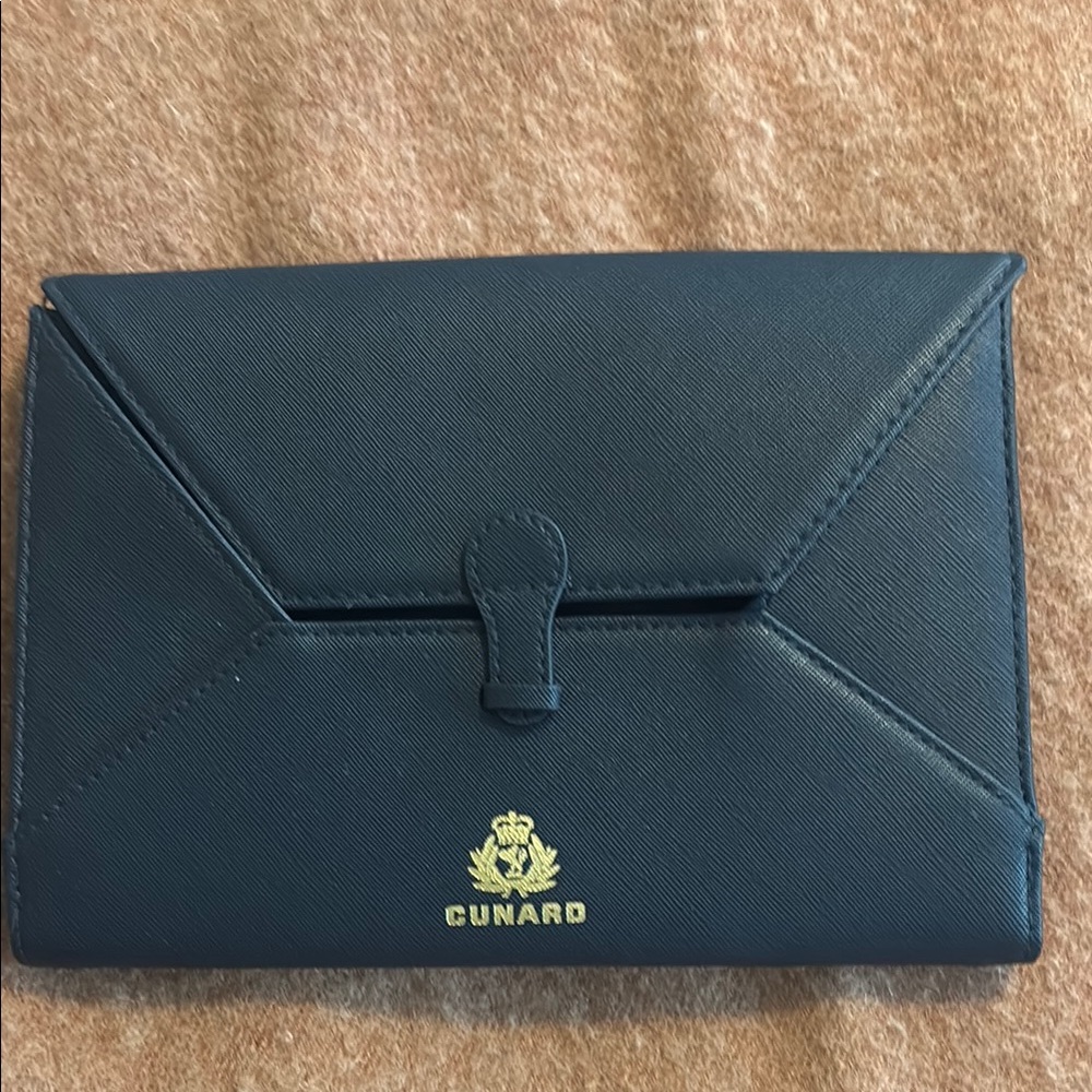 Blue Cunard Vegan Leather wallet/passport holder. NWOT. EC.